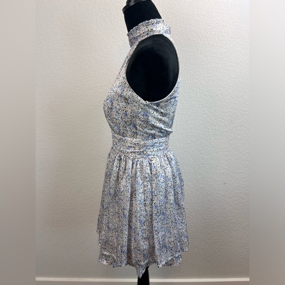 Lulus Always Glittering Ivory Floral Print Mock Sleeveless Mini Dress Size XS - Picture 3 of 9